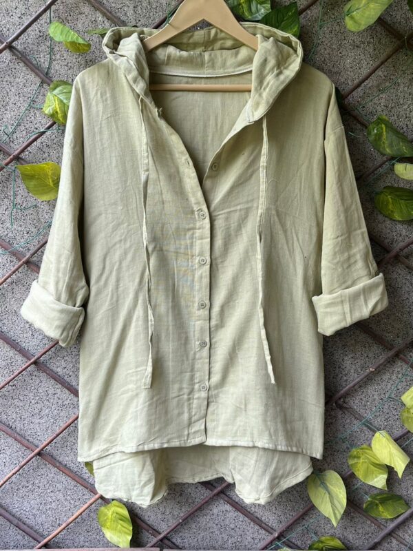 Hoodie Shirt, Block Print, Cotton Mulmul Fabric