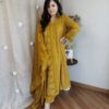 3-piece Cotton Embroidery Suit Set, Heavy Lace Work, Mulmul Dupatta, Festival Wear