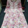 Printed mul kurti, chikankari embroidery, elegant design, sizes 38-46