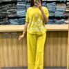 2-piece Cotton Slub Set, Short Length Top, Aari Embroidery, Full Hand Design, Heavy Cotton Pant, Side Pockets