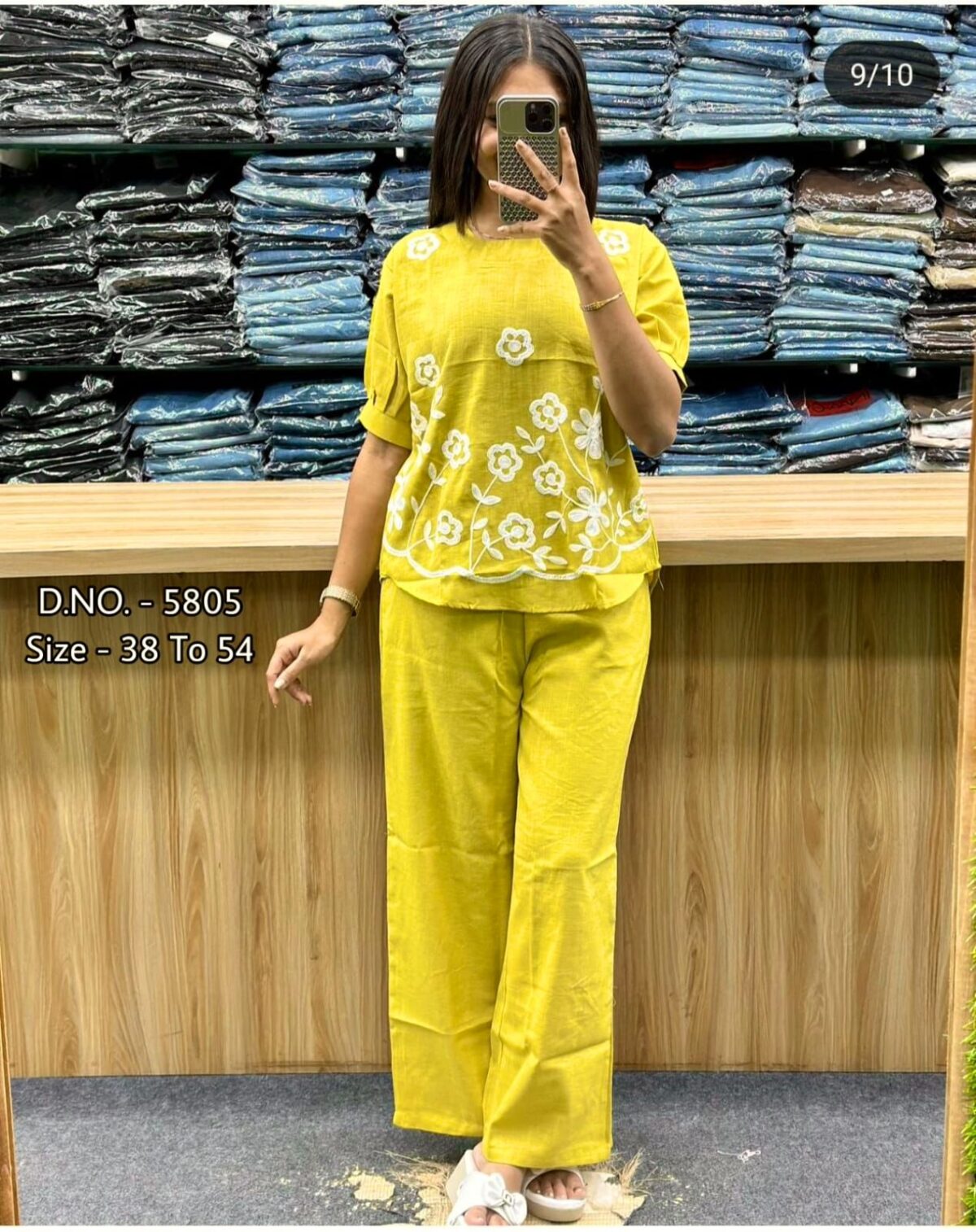 2-piece Cotton Slub Set, Short Length Top, Aari Embroidery, Full Hand Design, Heavy Cotton Pant, Side Pockets