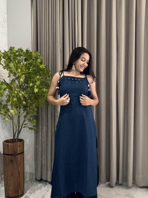 Block print cotton kurta, with mirror work, stylish latkan