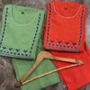 Block print, floral embroidery, cotton kurta set