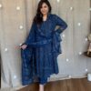 3-piece Cotton Embroidery Suit Set, Heavy Lace Work, Mulmul Dupatta, Festival Wear