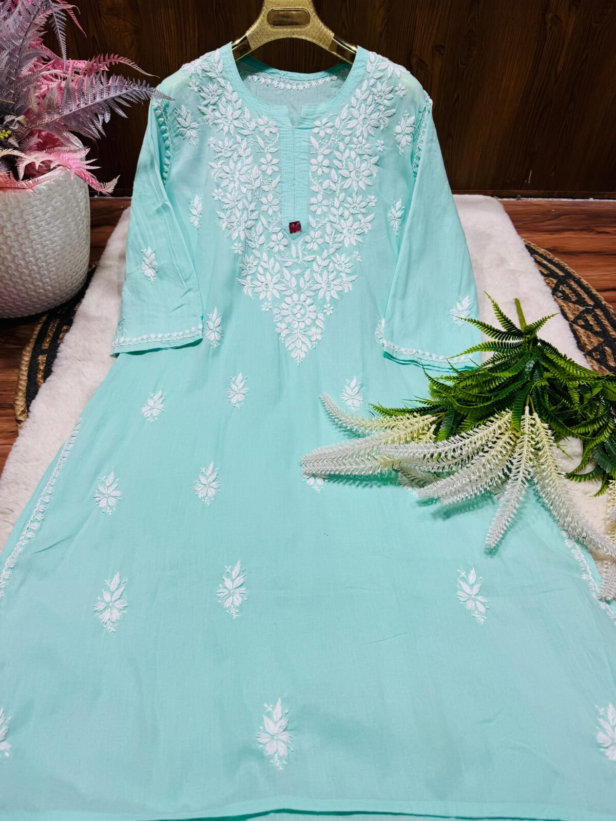 Lucknowi Chikankari Cotton, Big Size Kurti, Traditional Embroidery, Loose Fit