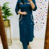 Embroidery Kurti with 2-Side Pocket Pant, Cotton, Office Wear, Trendy, Comfortable