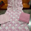 Cotton 2-piece dress set, kurti with pant and duptta, Malmal fabric, 3/4 sleeves