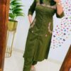 Embroidery Kurti with 2-Side Pocket Pant, Cotton, Office Wear, Trendy, Comfortable