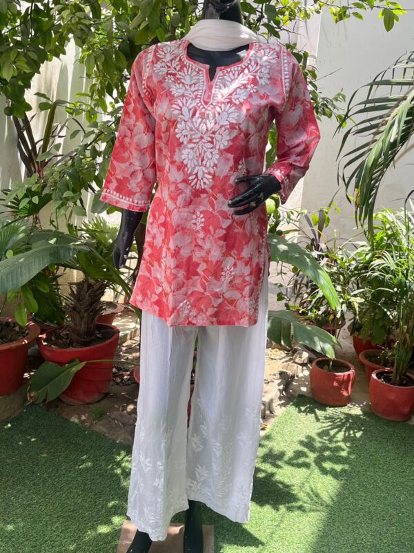 Mul Print Short Top, Modaal Plazzo, Siffon Dupatta, Women's 3-piece set