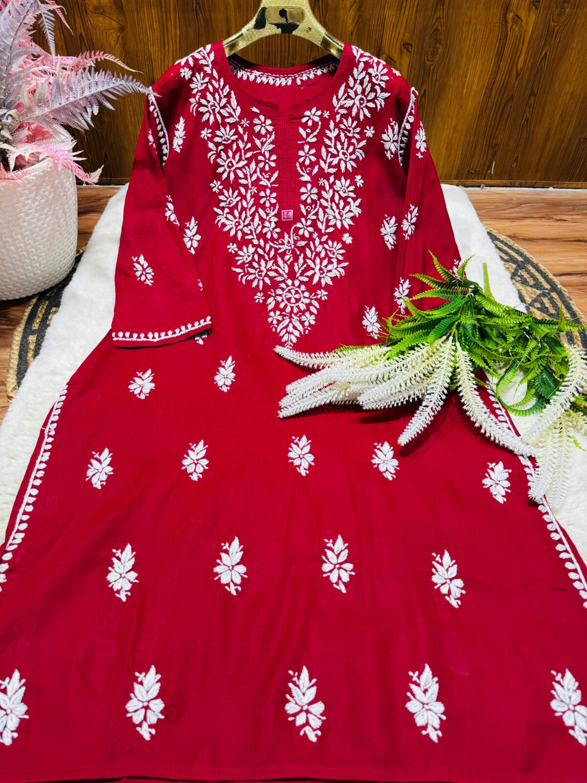 Lucknowi Chikankari Cotton, Big Size Kurti, Traditional Embroidery, Loose Fit