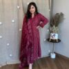 3-piece Cotton Embroidery Suit Set, Heavy Lace Work, Mulmul Dupatta, Festival Wear