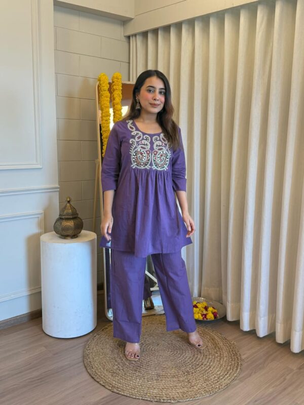 2-piece Cotton Office Wear Pant-set, Classy and Chic, Kurta Length 32, Pant 38, Colour 05