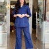 Hand Work Cotton Slub Kurti Pant Set, Stylish Co-ord, Comfort Wear, Size 38/40/42/44