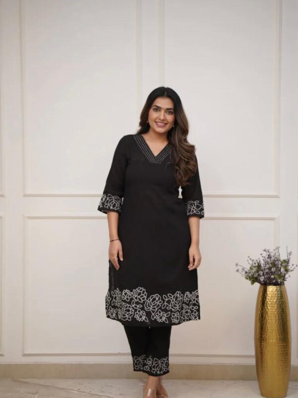 Cotton embroidery kurti, with pant, festive wear, office wear, trendy, comfortable