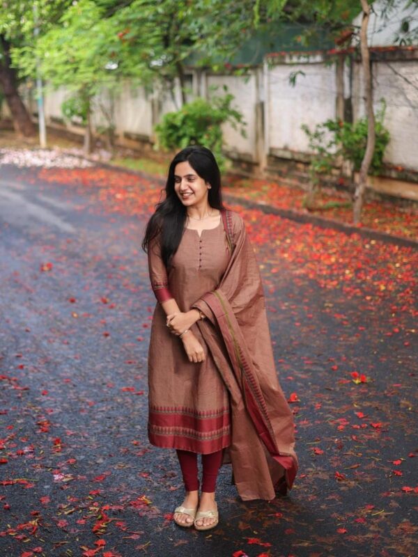 Kasturi Suit Set, Pure Kanchi Cotton, South Cultural Designs, Hand Zari Weaving