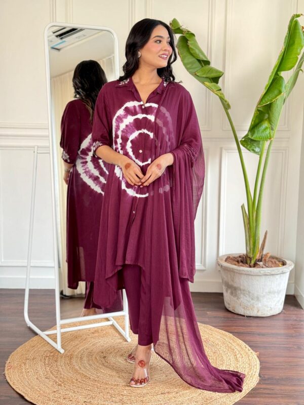 Tie and Dye Rayon Suit Set, Chiffon Dupatta, Festival Special, Premium Quality, Beautiful Embroidery