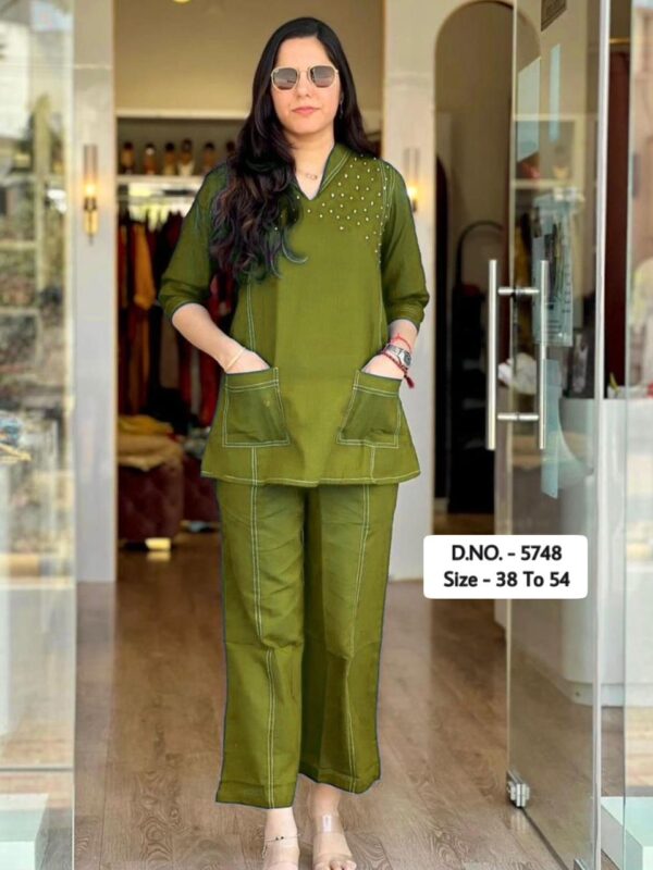 Heavy Cotton Slub, Khadi Yarn Dyed, Beads Work, Cordset Shirt and Pant Set