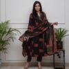 Elephant print, Cotton kurta set, A-line design, 3/4 sleeves, Dupatta, Pant