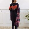 Elephant print, Cotton, A-line kurta set, straight cut, 3/4 sleeves