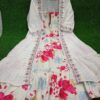 2-piece Cotton Shrug Set, Digital Printed Smoking Pattern, Embroidered Schiffli Detailing, Crocia Lace