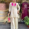 Gold Crush Party Wear Top, Pent Set, Fully Stitched, Heavy Embroidery