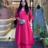 2-piece Pink Slub Cotton Co-ord Set, Work to Vacation Wear, Side Pocket Kurti
