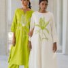 A-line Kurta, Cotton Flex, Embroidered, Matching Pant, One Side Pocket