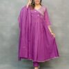 3-piece Cotton Angrakha Kurti Set, Heavy Embroidery, Tussells, Printed Dupatta