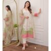 Pure Banarasi Cotton, Pakistani Suit Set, Orgenza Fabric, South Cultural Designs, 4-piece