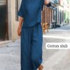 2-piece Cotton Slub Coord Set, Summer Wear, Premium Top and Plazo, Side Pocket