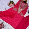 Funky Baggy Style, Georgette Anarkali Kurti, Crape Fabric Pant, Padded Bustier, Mirror Lace Work