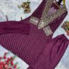 Funky Baggy Style, Georgette Anarkali Kurti, Crape Fabric Pant, Padded Bustier, Mirror Lace Work