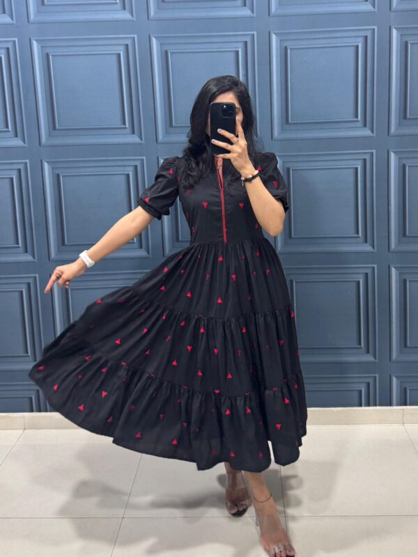 Adhyaa, Viscose Cotton, Embroidery Work, 3 Layer Pattern, Stylish Dress