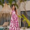 Floral Rayon Cotton dress, vibrant summer design, perfect for vacations, holiday wardrobe