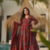 Sanganeri print, Anarkali kurta set, Cotton, Long sleeve, Dori detailing