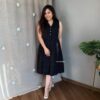 South Cotton A-line Midi Kurta, Premium Handwoven, Winter Casual, Mega Sleeves, Pockets