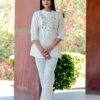 Cotton chikankari embroidered top, with pants, court set, elegant, comfortable, stylish
