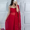 Blooming Fox Georgette, Designer Party Gown, Flared Plazo, Heavy Embroidery, Festive Wear