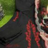 3-piece A-line suit set, cotton kurta, embroidered details