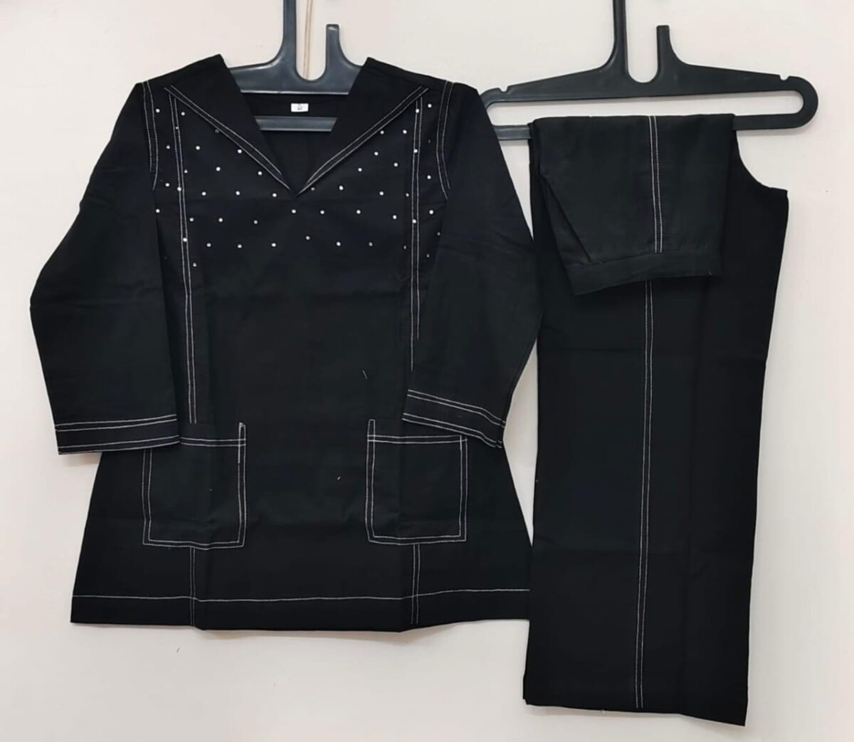 Hand Work Cotton Slub Kurti Pant Set, Stylish Co-ord, Comfort Wear, Size 38/40/42/44