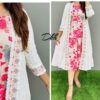 2-piece Cotton Shrug Set, Digital Printed Smoking Pattern, Embroidered Schiffli Detailing, Crocia Lace