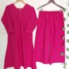 2-piece Pink Slub Cotton Co-ord Set, Work to Vacation Wear, Side Pocket Kurti