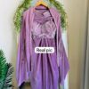 3-piece Designer Cape Dress, Embellished Hand Work, Pearl Hangings, Imported Pleated Lycra