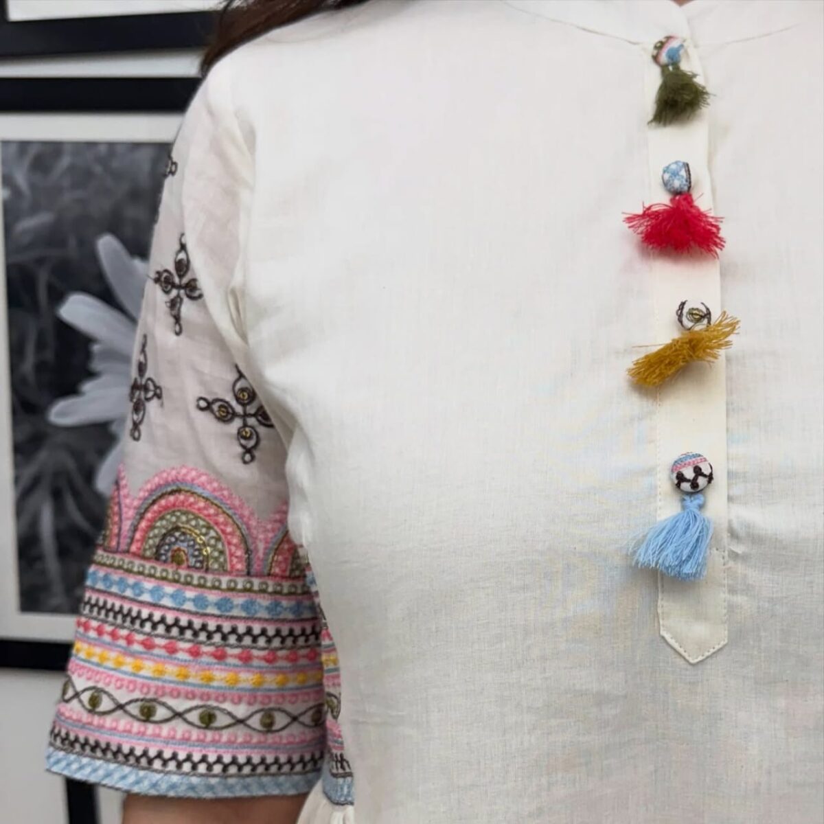 Sequined embroidery, Cotton flex, Aline kurta, Matching pant, Elegant ensemble