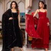 Blooming Fox Georgette, Designer Party Gown, Flared Plazo, Heavy Embroidery, Festive Wear