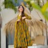 Sanganeri print, Anarkali kurta set, Cotton, Long sleeve, Dori detailing