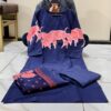 Elephant print, Cotton, A-line kurta set, straight cut, 3/4 sleeves