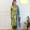 Hand work Cotton kurti, pant, dupatta set, Festival collection, Mul mul dupatta, Pure cotton
