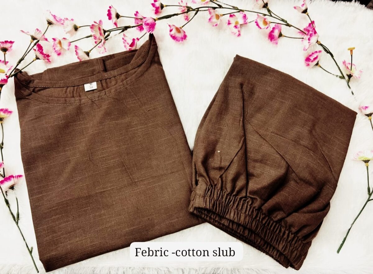 2-piece Cotton Slub Coord Set, Summer Wear, Premium Top and Plazo, Side Pocket