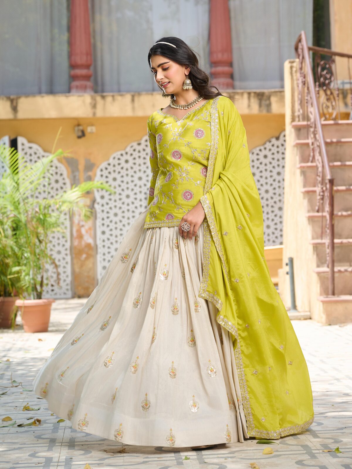 Heavy Embroidery Lehenga Choli, Pure Tissue Silk Lehenga, Pure Chinon Dupatta, Festive Wear
